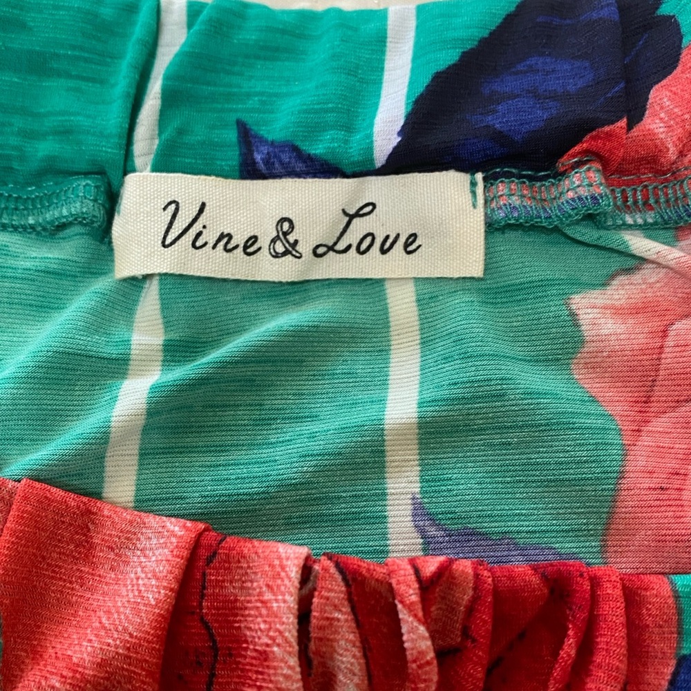 Green floral wrap look off the shoulder top Sz S - Picture 4 of 7